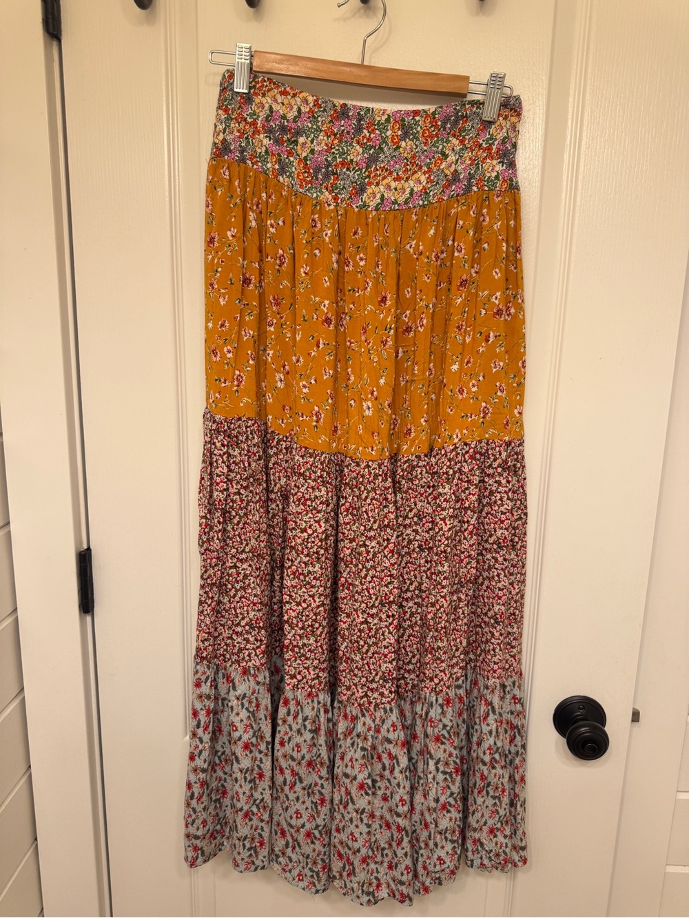 Natural Life Hannah Convertible Tiered Floral Maxi Skirt - Mixed Golden Floral - Picture 5 of 8